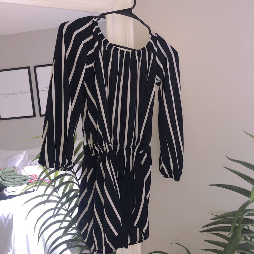 Navy and white romper